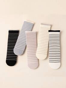 5 đôi tất ống bằng cotton dành cho nữ, độ co giãn cao, thoải mái, màu trơn, phù hợp cho cả mặc hàng ngày và công sở, mùa xuân/hè. - Nhiều màu - Xem 2