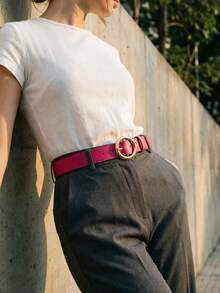 Women's Belt Set With Gold Metal Polka Dots, Synthetic Leather, Minimalist, Fashion Blogger Style, Unisex, Daily Use, Simple, Casual, 2024, Popular, Beautiful, Seasonal, Black, White, Brown, Caramel, Pink, Current Size, Stitched, Occasional, Versatile, Decorative, Vintage, 247 - 套件 5 件 - 查看 7