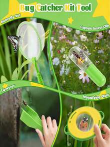 Children's Outdoor Adventure Set - Insect Catching Tool Kit (Includes Insect Observation Box, Magnifying Glass) This Is An Educational Toy That Helps Develop Hand-Eye Coordination, Suitable For 3-12 Years Old Boys And Girls As Birthday Gifts, Accessories In Random Colors - Green - View 5
