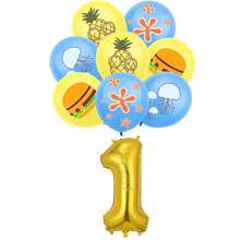9pcs Hamburger, Jellyfish, Seaweed Shaped Number Balloons Set, Birthday Party Decoration, Wall Backdrop - Set - View 3