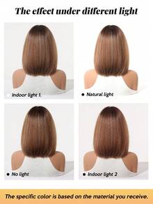 Brown Stright Bob Wig With Bangs- 12inch Synthetic Wigs For Women Heat Resistant Cosplay Colourful Synthetic Hair Wig High Temperature Hair For Women Holiday Daily Fashion Style Synthetic Hair Wig For Halloween And Christmas - 棕色 - 查看 8