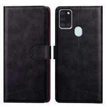 For Samsung Galaxy A21S, Black PU Leather Wallet Flip Cover Case With Kickstand And Card Slots - Black - View 3