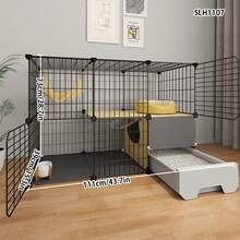 3-Tier Cat Cage With Drawer Litter Box, Assembled Metal Cat Cabinet, Pet Fence, Suitable For Kittens And Small Cats, Easy To Install - Multicolor - View 5