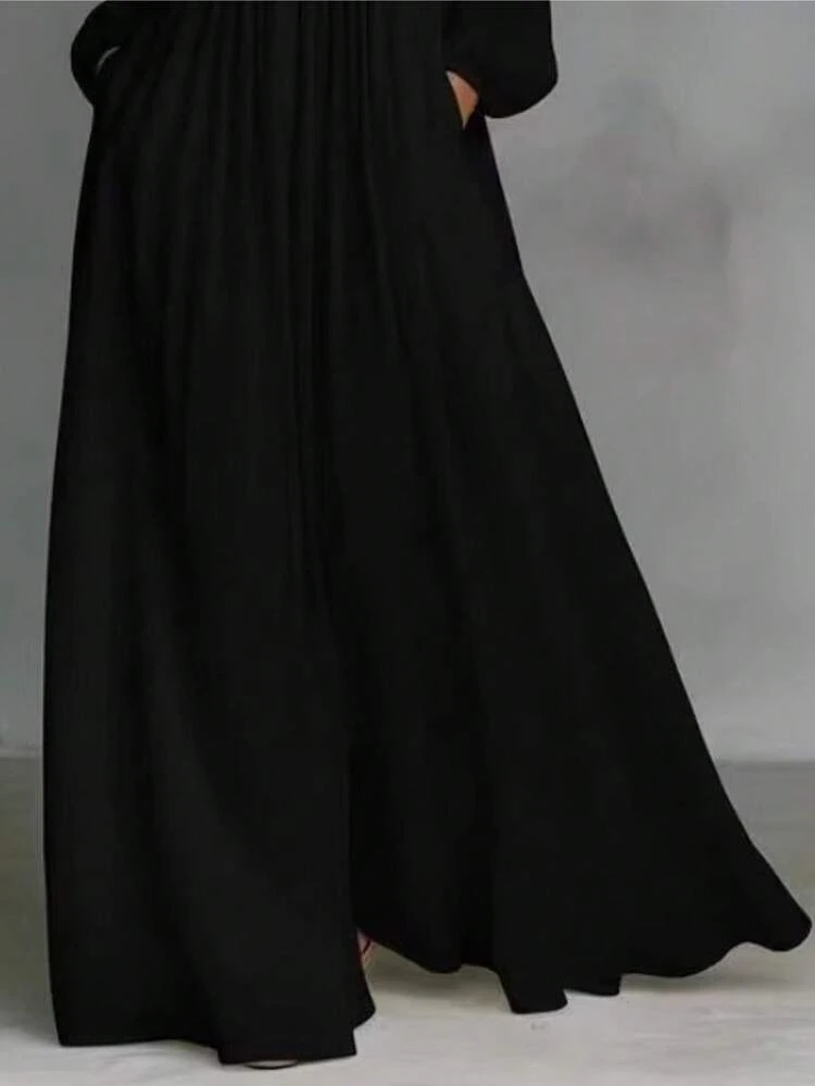Vestido largo mujer primavera 2026, estilo francés, liso, corte ajustado, elegante - Negro - Añade 2