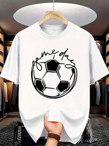 Men's Crew Neck T-Shirt, Printed Shirt For Football Fans And Casual Shirt, Ideal For Sporting Events And Casual Wear, Made Of Comfortable Cotton. - 白色 - 查看 2