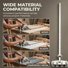 3mm Heavy-Duty Stainless Steel Straight Edge Positioning Jig, Woodworking Cutting Guide Tool For Accurate Measuring & Straight Cuts, Precision Guide For Wood, Metal, Polystyrene, DIY Carpentry & Construction - Inch Calipers - View 6