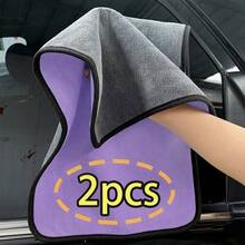 5pcs/3pcs/2pcs/1pc Ultra Soft Microfiber Car Cleaning Towels, Pet Towels, Lint-Free, 400g/㎡, Super Absorbent, Thick Washable Kitchen Cloths, For Cleaning Car Windshield, Windows, Dashboard, Steering Wheel, Trunk, Stove, Pots, Bowls, Faucets, Kitchen, Bathroom And Furniture, Perfect For Car Detailing - Purple - View 10