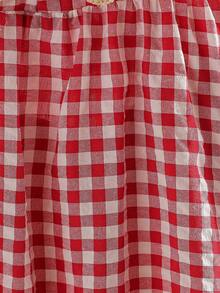 女婴红色格子草莓钩针领公主裙，可爱夏季外套 - 紅色 - 查看 8