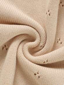 1 pieza Manta de bebé de punto de moda minimalista casual, manta acogedora de retazos de encaje dulce para niños, adecuada para todas las estaciones - Caqui - Ver 4