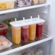 硅胶冰棒模具带棍，可重复使用，自制冰棒模具 - 白色 - 查看 2