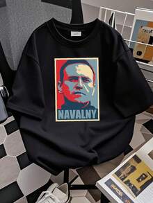 T-shirt femme imprimé Alexei Navalny T-shirt Tailles Coton NAV 952340 - Noir - Voir 2