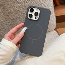 1个奢华亮面荧光液态硅胶手机壳，兼容 17 Air、16、15、14、13、12、17 Pro Max Plus，带磁吸软盖 - 炭灰色 - 查看 4