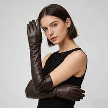 50cm Elegant Long Soft PU Leather Gloves, Smooth Surface, Suitable For Formal Occasions, Weddings, Cocktail Parties, Cosplay And Vintage Outfits. Breathable And Comfortable For All-Day Wear, Especially Suitable For Brides, Bridesmaids And Fashion Enthusiasts.,Travel,Festival,Party,Camping - A - View 3
