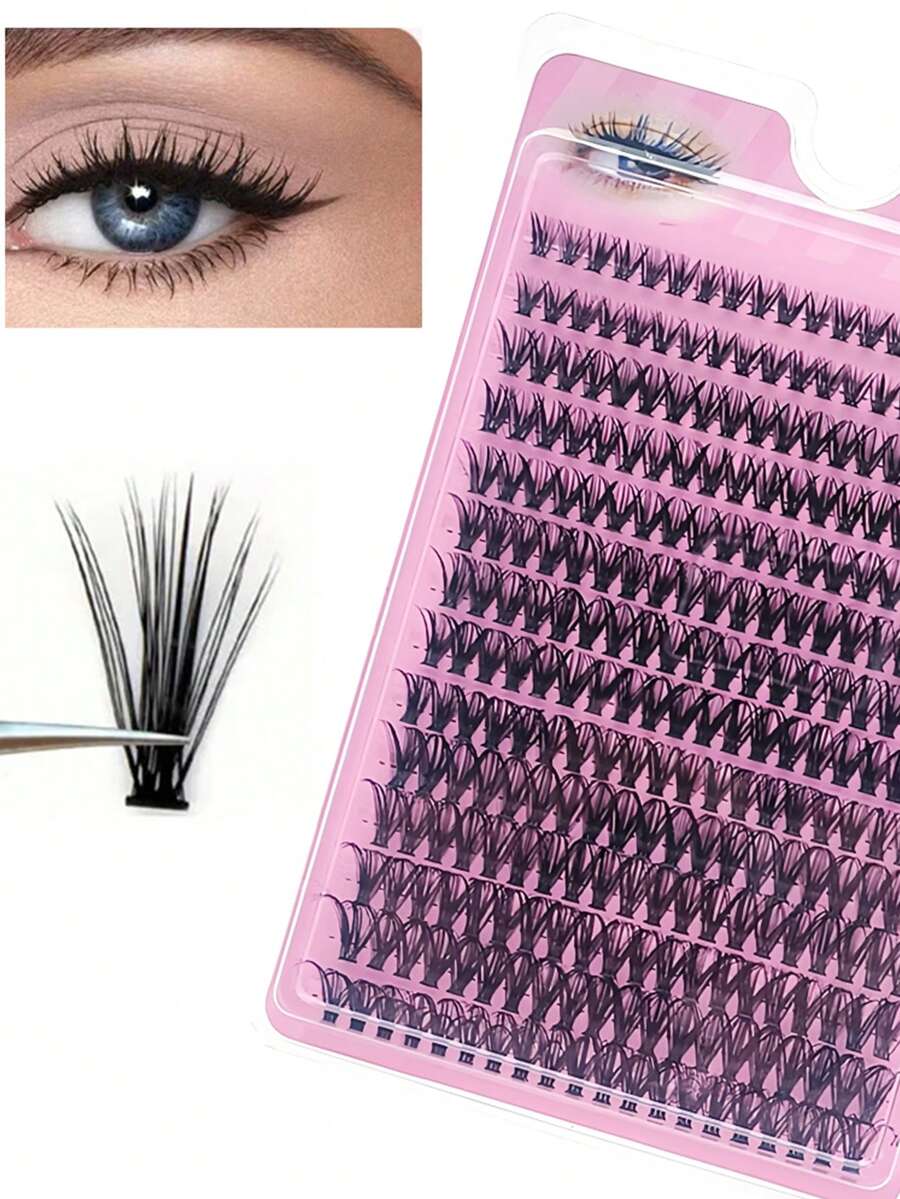 LIMEIKAI 280 Clusters Of 40D False Mink Eyelashes D Curl Natural Eyelash Extensions Russian Strip Individual Eyelashes Makeup Tool