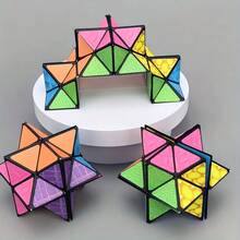 Infinite Transformable Magic Cube, 3D Cube That Can Be Twisted, Striped Pattern, Spatial Geometry Flipping, Intellectual Training Puzzle, Magical Stress Relief, Suitable As A Gift For Thanksgiving And Christmas - 條紋 - 查看 7