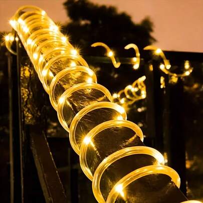 Đèn LED ống năng lượng mặt trời đa chức năng ngoài trời, đèn dây PVC trong suốt dẻo, thích hợp cho vườn, sân, hồ bơi, cây cối, tiệc tùng, đám cưới, Giáng sinh, trang trí Halloween, 8 chế độ, chống nước IPX4.