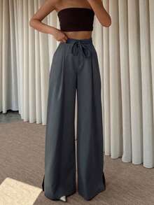 Quần tây ống rộng cạp cao kiểu cổ điển dành cho nữ, dáng rộng và tôn dáng, thích hợp cho mùa xuân. - Xám - Xem 7