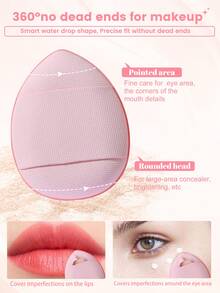 12PCS Makeup Tools Set Including:3PCS Makeup Sponges+3PCS Mini Makeup Sponges+3PCS Triangle Powder Puffs+3PCS Mini Air Cushion Powder Puffs - Pink - View 9