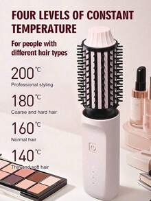 无线加热卷发梳，便携式离子直发梳，USB充电式不拉扯美发工具，二合一旅行造型器，2600mAh - 彩色 - 查看 8