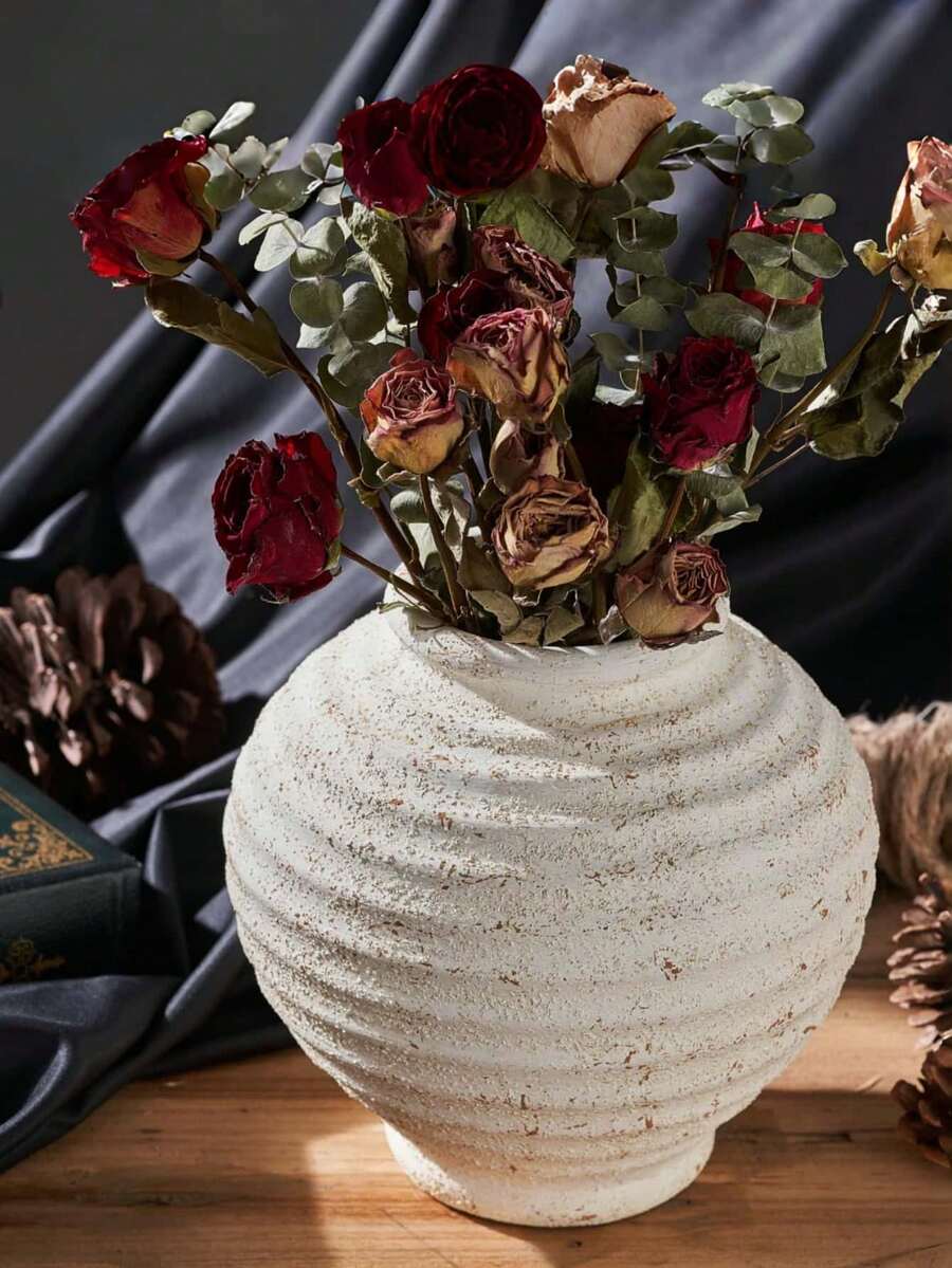 大型复古螺旋装饰花瓶，农舍风格花瓶，芦苇草装饰花瓶 - 仿鏽蜂巢花瓶 - 查看 1