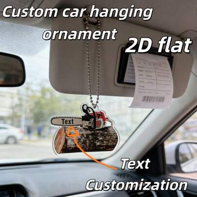 1 pieza Adorno colgante personalizado de motosierra plana de acrílico 2D - Se puede personalizar el texto para leñadores y carpinteros, motosierra personalizada y decoración colgante con estilo de madera rústica - Regalo personalizado para trabajadores forestales y entusiastas de la silvicultura