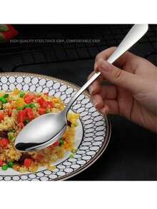 5pcs Stainless Steel Spoons, Main Course Spoon, Dessert Spoon, Coffee Spoon, Ice Cream Spoon, Watermelon Spoon, Tableware Soup Spoon For Adults - View 7