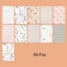 50pcs Vintage Planner Scrapbook Paper, DIY Decorative Background Memo Paper For Journaling, Non-Adhesive Mixed Pattern Material Paper, Ideal For Decorating Planners, Creating Art Projects, Scrapbooks And Junk Journals - Rectangle - View 11
