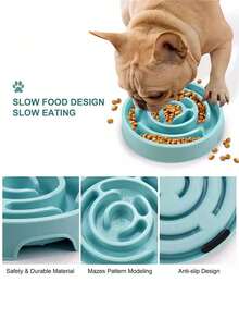 1个宠物狗慢食碗，防溢宠物食品碗，训练和智力刺激，狗狗益智玩具和宠物用品慢食碗，互动狗狗玩具，防呕吐碗，防胀气，益智喂食器，丰富狗狗生活，宠物训练用品，防滑狗碗，智力刺激玩具，适合快速进食的狗狗，幼犬喂食碗，适合小型犬，狗粮碗，塑料慢食碗 - 500ml - 查看 4