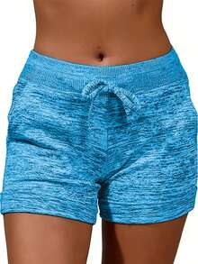 Plus Size Gradient Color Sexy Fitted Beach Sports Shorts Vacation Summer - Sky Blue - View 1