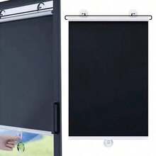 1 pieza Persiana enrollable de verano con efecto blackout plateado, cortina blackout portátil, protección UV, cortina de ventana de baño con ventosas, sin instalación requerida, protección de privacidad, apta para diversas ventanas y parasoles de coche - plata - Ver 8