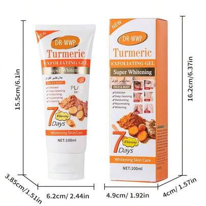 Gel tẩy tế bào chết nghệ/lô hội, thích hợp cho mặt và toàn thân, loại bỏ da xỉn màu và tế bào chết, dưỡng ẩm, kiểm soát dầu, làm sáng da.