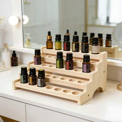 5-Tier 35-Hole Wooden Essential Oil Nail Polish Display Rack Desktop Storage Organizer Home Decor Perfect Gift For Mother's Day