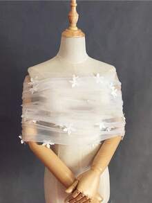 Wedding Bridal Shawl Boat Neck For Wedding Dress Women With Lace 100cm - Multicolor - View 4