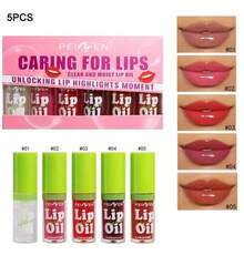 A Set Of 5 Mirror-Like Pearl Lip Glosses That Last Long And Are Less Likely To Smudge, Suitable For Both Makeup Enthusiasts And Beginners. - Honey - 查看 7