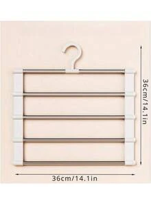 1个便携式折叠衣架，多功能裤架，梯形裤架，不锈钢裤架，多层无缝收纳裤架（本产品需自行组装，安装简便）。适用于西裤、鞋子、牛仔裤、靴子、裙子，简约风格适合春季，夏季适合上衣。 - 彩色 - 查看 5