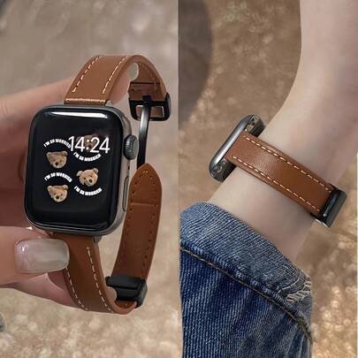 Dây đeo thay thế từ tính, tương thích với Apple Watch 38mm, 40mm, 41mm, 42mm, 44mm, 45mm, 46mm, 49mm, phụ kiện đồng hồ thông minh, tương thích với Apple Watch Series 11 10 9 8 7 6 5 4 3 2 1 SE Ultra, dây da màu trơn unisex, dây đeo cổ tay theo dõi thể dục mỏng, khóa từ tính tháo nhanh thời trang, có thể điều chỉnh độ dài.