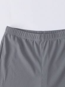 Annil Girls' New Summer High-Elasticity Flared Cropped Pants, Lightweight, Smooth, Split, Versatile Leggings - Twilight Gray - View 3