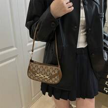 Fashionable Versatile Casual Letter Jacquard Shoulder Bag - Brown - View 3