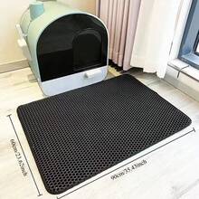 1pc Double-Layer Waterproof Cat Litter Mat, Anti-Slip Pet Toilet Pad, Cat Bathing Mat, Pet Cleaning Mat - Black - View 14
