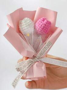 手工钩编彩色毛线花，创意针织绒球花束，手工毛线花束，创意手工设计，母亲节最佳选择，适合客厅、卧室或办公室装饰，生日或周年纪念礼物 - 彩色 - 查看 8