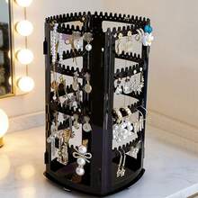 1pc 360° Rotating Jewelry Storage Box, Necklace & Earring Display Stand, Multi-Layer Slots, Large Capacity Earring & Jewelry Box, Valentine's Day Gift, Vanity Organizer - Black - View 3