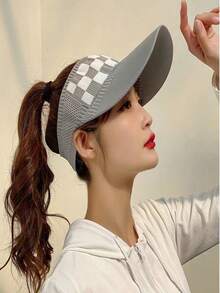 1 Piece, Summer New Sun Hat, Baseball Cap, Versatile Men's And Women's Fashionable Sun Hat, Outdoor Travel Multifunctional Embroidered Checkered Sun Hat, Couple Summer Mountain Climbing Sun Hat, Beach Couple Sun Hat, Daily Leisure Empty Top Baseball Cap - Multicolor - View 2