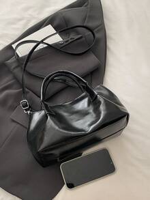 2026 New Retro Large Capacity Shoulder Bag, Minimalist Chic Commuter Underarm Tote Bag - Black - View 3