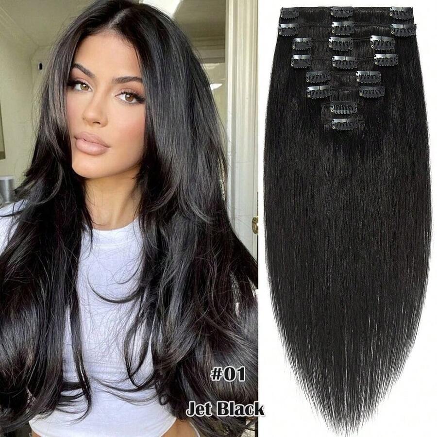 8 Tressen Invisible Clip in Hair Extensions 100% Remy Human Echthaar Haarverlängerung Tresse Dick Glatt pelucas de cabello humano #4/27 Mittelbraun & Dunkelblond #12/613 Goldbraun & Hellblond #18/613 Licht Asche Blond & Hellblond 20cm 25cm 30cm 35cm 40cm 45cm 50cm 65cm 60cm perücke damen perücke echthaarperücke haarverlängerung echthaar