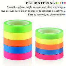 5 Rolls Highlighter Tape, Fluorescent Self-Adhesive Labels, Transparent PET Tape, Neon Round Index Tabs - Ideal For Students, Reading, Learning, Home, Office, School Use, Safely Removable - Multicolor - View 7