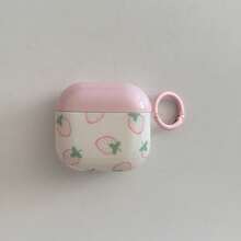 白色底座粉色草莓图案+圆形指环耳机保护套，兼容苹果Pro3/Pro2/4/3/2，时尚女士耳机保护套，简约耳机保护套，苹果耳机保护套，苹果耳机套，男士耳机保护套 - 淺粉色 - 查看 8