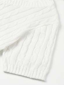 Freeform Women's Spring/Summer Casual Knit Top, Elegant Vacation Warm Versatile Slim Fit Pullover Sweater, Plus Size Short Sleeve Textured Knit Sweater, Regular Length, Non-Stretch Fabric White - White - View 6