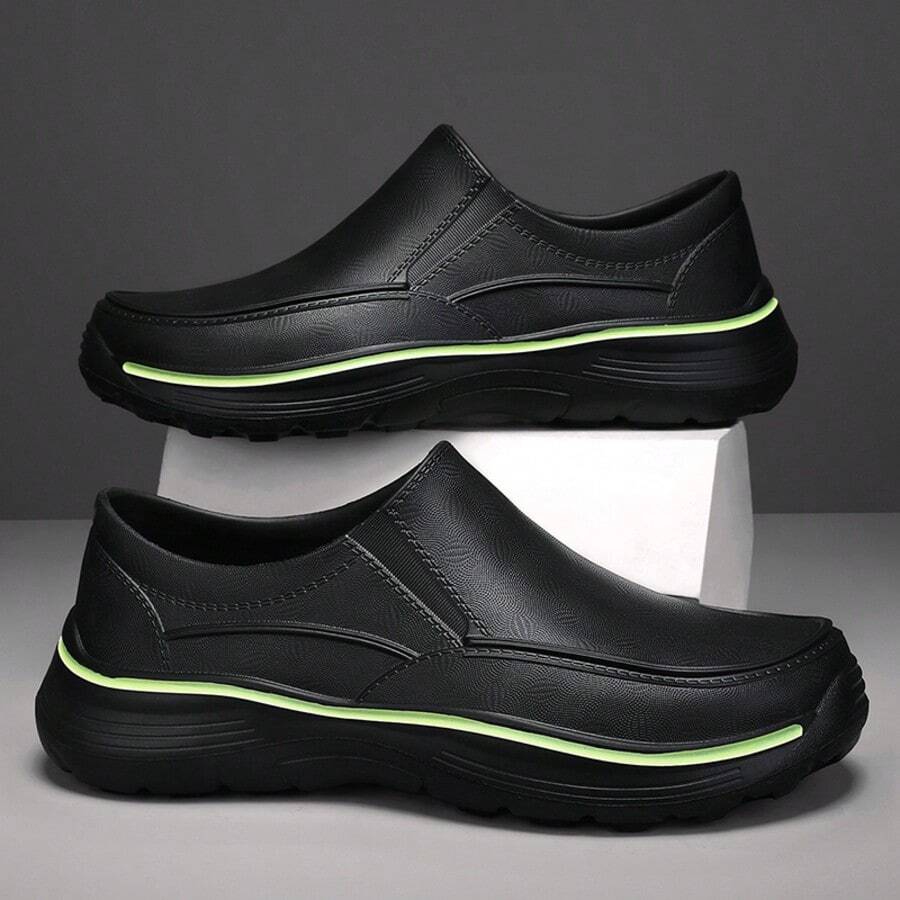 Men's Kitchen Work Shoes, Slip-On Safety Shoes, Anti-Slip & Wear-Resistant & Waterproof - Green - View 1
