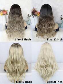 Tóc giả dài xoăn màu ombre xám/nâu/vàng, chất liệu tổng hợp chịu nhiệt, kiểu rẽ ngôi giữa/mái, kiểu tóc giả châu Âu thích hợp cho cosplay và tiệc tùng. - Nhiều màu - Xem 6
