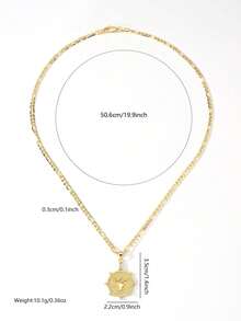 1pc Diligent Taurus Zodiac Pendant Necklace Set, Cubic Zirconia Inlaid Pendant, Suitable For Women & Men, Versatile Wear For Summer, Beach, Easter Gift, Self-Wear - Yellow Gold - View 2